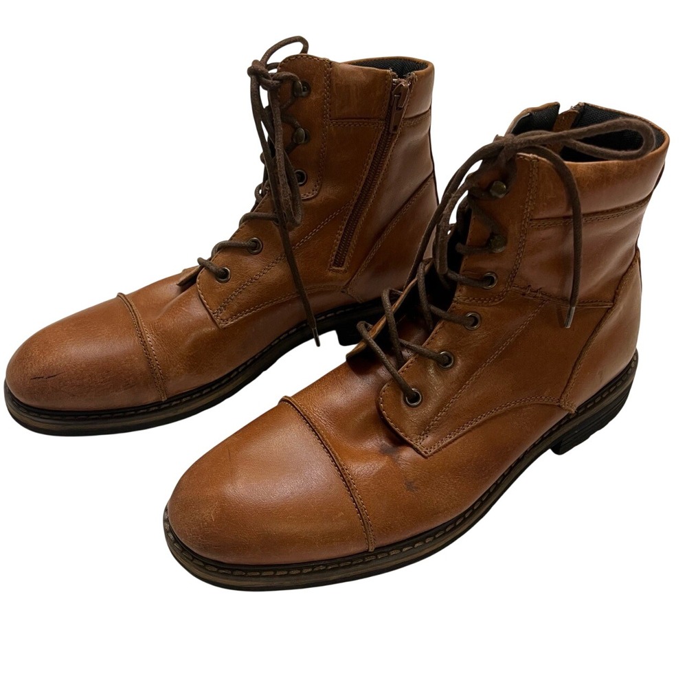 THE‎ RAIL Cap Toe Chukka Brown Leather Ankle Boots Size EU 43M (US 10)